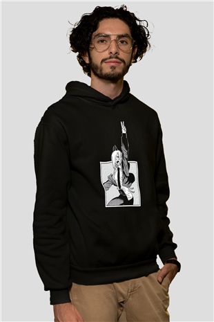 Chainsaw Man Baskılı Unisex Siyah Hoodie
