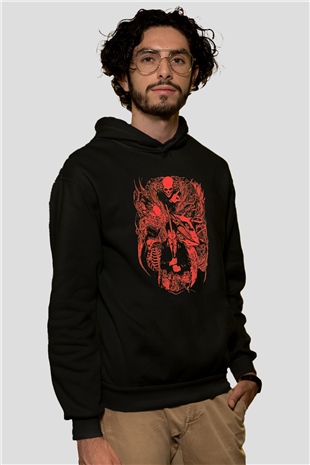 Chainsaw Man Baskılı Unisex Siyah Hoodie