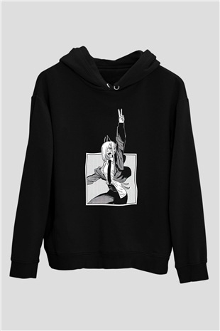Chainsaw Man Baskılı Unisex Siyah Hoodie
