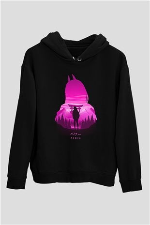 Chainsaw Man Baskılı Unisex Siyah Hoodie