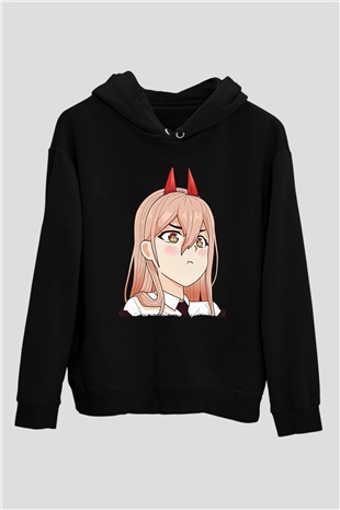 Chainsaw Man Baskılı Unisex Siyah Hoodie