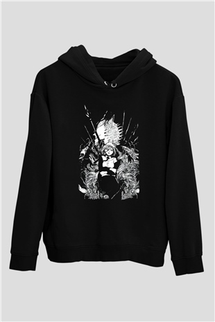 Chainsaw Man Baskılı Unisex Siyah Hoodie