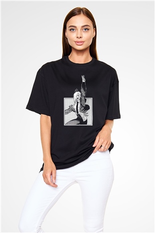 Chainsaw Man Baskılı Unisex Siyah Oversize Tişört - Tshirt