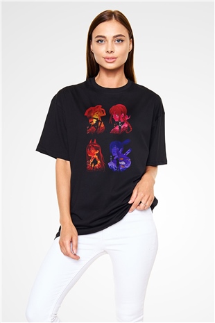 Chainsaw Man Baskılı Unisex Siyah Oversize Tişört - Tshirt