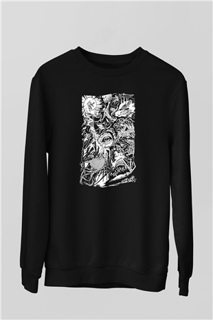 Chainsaw Man Baskılı Unisex Siyah Sweatshirt
