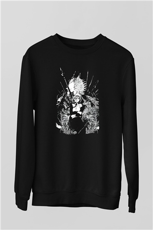 Chainsaw Man Baskılı Unisex Siyah Sweatshirt