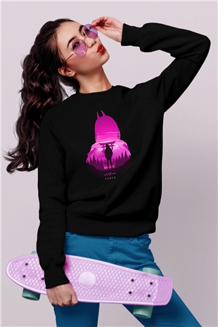Chainsaw Man Baskılı Unisex Siyah Sweatshirt