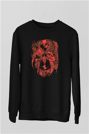 Chainsaw Man Baskılı Unisex Siyah Sweatshirt