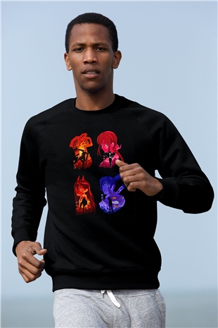 Chainsaw Man Baskılı Unisex Siyah Sweatshirt