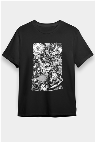 Chainsaw Man Baskılı Unisex Siyah Tişört - Tshirt