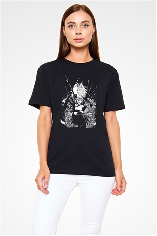 Chainsaw Man Baskılı Unisex Siyah Tişört - Tshirt