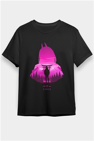 Chainsaw Man Baskılı Unisex Siyah Tişört - Tshirt