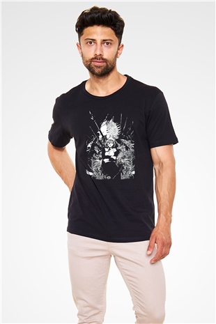 Chainsaw Man Baskılı Unisex Siyah Tişört - Tshirt