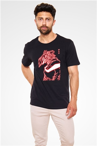 Chainsaw Man Baskılı Unisex Siyah Tişört - Tshirt