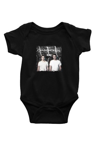 Chainsmokers Baskılı Unisex Siyah Bebek Body - Zıbın