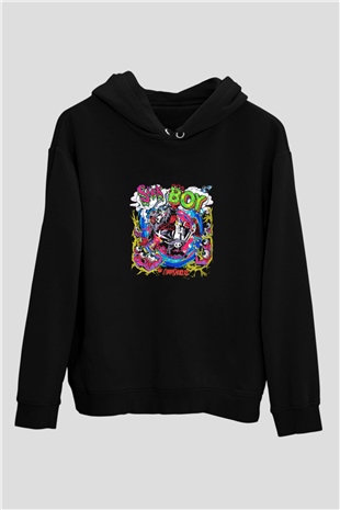 Chainsmokers Baskılı Unisex Siyah Hoodie