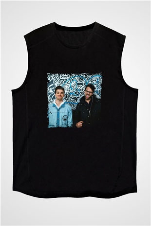 Chainsmokers Baskılı Unisex Siyah Kolsuz Tişört