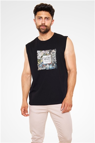 Chainsmokers Baskılı Unisex Siyah Kolsuz Tişört