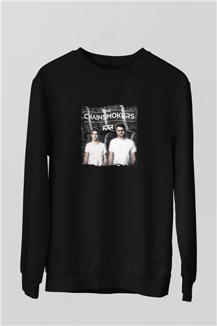 Chainsmokers Baskılı Unisex Siyah Sweatshirt