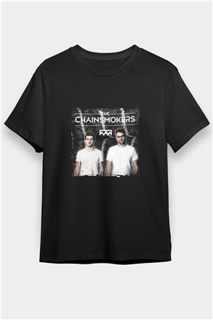 Chainsmokers Baskılı Unisex Siyah Tişört