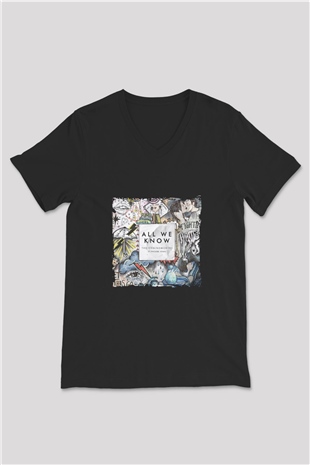 Chainsmokers Baskılı Unisex Siyah V Yaka Tişört