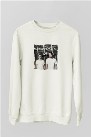ChainsmokersBaskılı Beyaz Sweatshirt