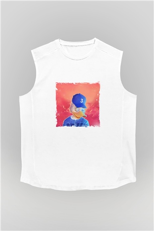 Chance The Rapper Baskılı Unisex Beyaz Kolsuz Tişört