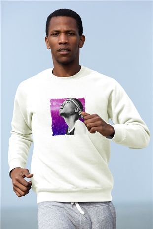 Chance The Rapper Baskılı Unisex Beyaz Sweatshirt