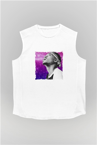 Chance The Rapper Baskılı Unisex Beyaz Kolsuz Tişört