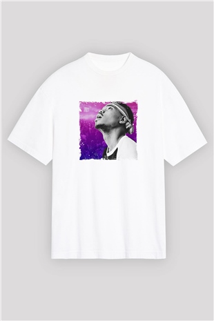 Chance The Rapper Baskılı Oversize Beyaz Tişört