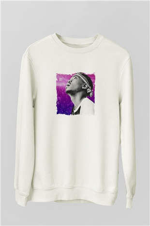 Chance The Rapper Baskılı Unisex Beyaz Sweatshirt