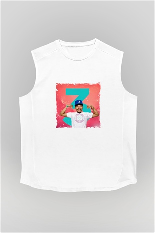 Chance The Rapper Baskılı Unisex Beyaz Kolsuz Tişört