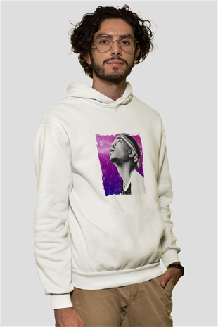 Chance The Rapper Baskılı Unisex Beyaz Kapüşonlu Sweatshirt
