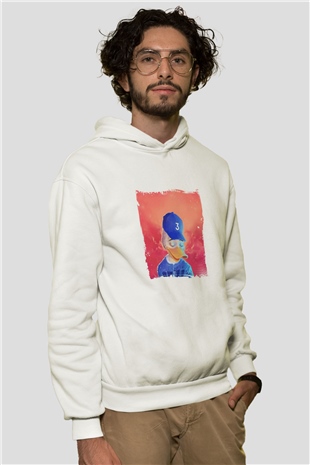 Chance The Rapper Baskılı Unisex Beyaz Kapüşonlu Sweatshirt