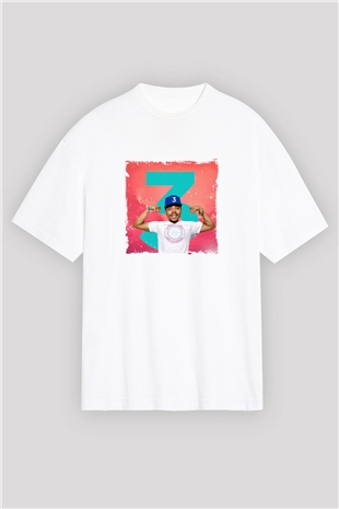 Chance The Rapper Baskılı Oversize Beyaz Tişört