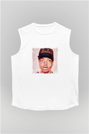 Chance The Rapper Baskılı Unisex Beyaz Kolsuz Tişört