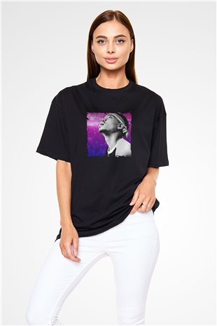 Chance The Rapper Baskılı Unisex Oversize Siyah Tişört