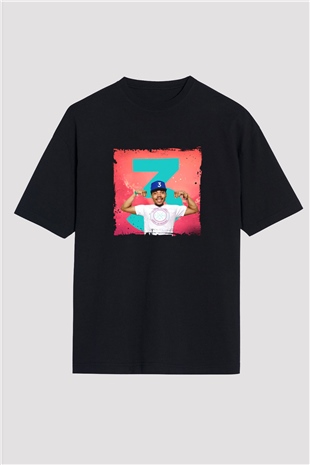 Chance The Rapper Baskılı Unisex Oversize Siyah Tişört