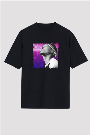 Chance The Rapper Baskılı Unisex Oversize Siyah Tişört