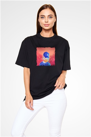 Chance The Rapper Baskılı Unisex Oversize Siyah Tişört