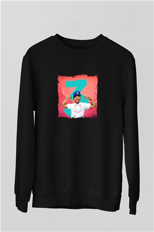 Chance The Rapper Baskılı Unisex Siyah Sweatshirt