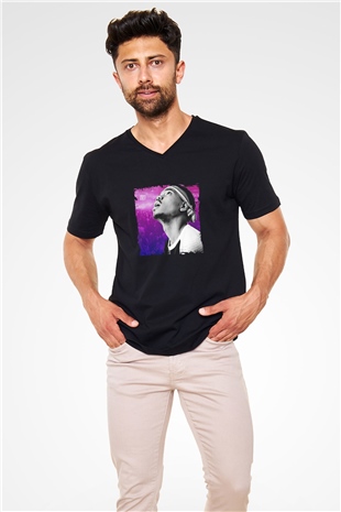 Chance The Rapper Baskılı Unisex Siyah V Yaka Tişört