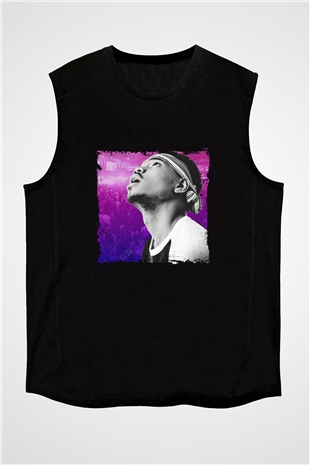Chance The Rapper Baskılı Unisex Siyah Kolsuz Tişört