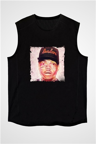 Chance The Rapper Baskılı Unisex Siyah Kolsuz Tişört