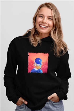 Chance The Rapper Baskılı Unisex Siyah Hoodie