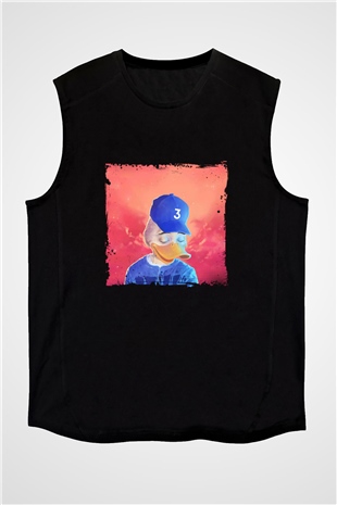 Chance The Rapper Baskılı Unisex Siyah Kolsuz Tişört