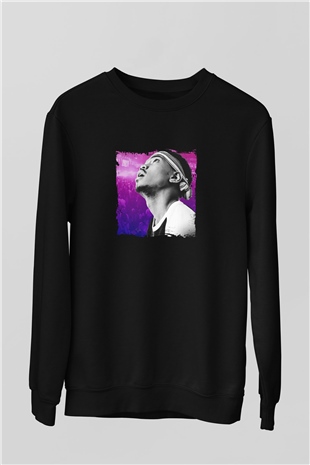 Chance The Rapper Baskılı Unisex Siyah Sweatshirt