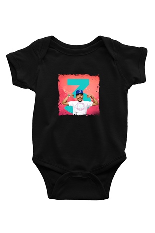 Chance The Rapper Baskılı Unisex Siyah Bebek Body - Zıbın