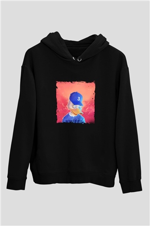 Chance The Rapper Baskılı Unisex Siyah Hoodie