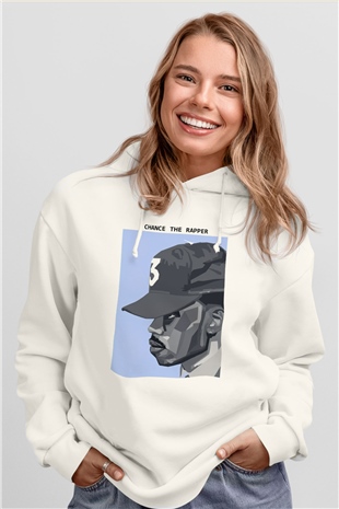 Chance The Rapper Beyaz Unisex Kapüşonlu Sweatshirt